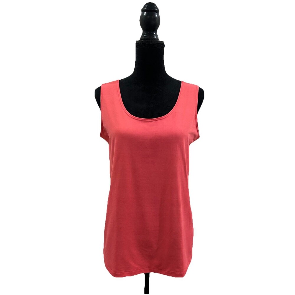 Chicos Size 2 Womens Size Large Pink Tank Top Sleeveless Scoop Neck Pullover
